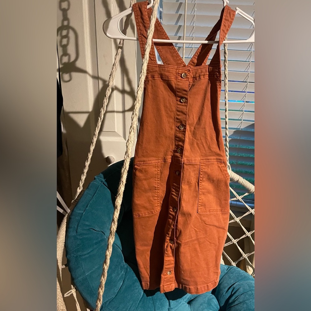 H&M burnt orange overall dress size small